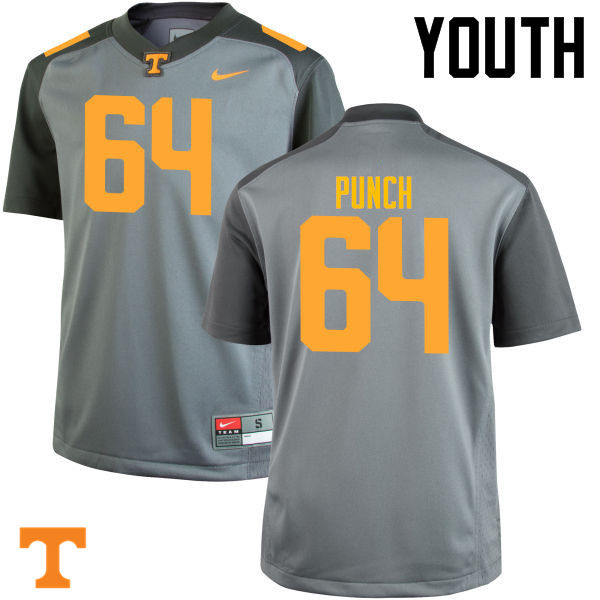 Youth #64 Logan Punch Tennessee Volunteers College Football Jerseys-Gray